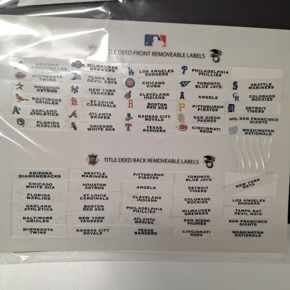 Monopoly My MLB 2006 Game Board Replacement Label Sheets Baseball Pieces - Picture 3 of 11